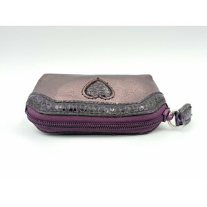 Vintage Brighton Metallic Purple Leather Pouch Wallet Snake Trim Heart Purse image 4