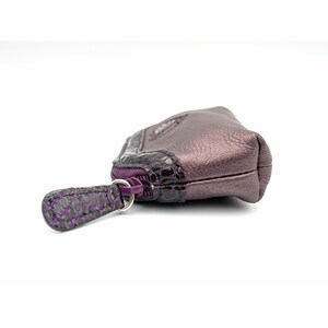 Vintage Brighton Metallic Purple Leather Pouch Wallet Snake Trim Heart Purse image 7