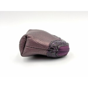 Vintage Brighton Metallic Purple Leather Pouch Wallet Snake Trim Heart Purse image 6