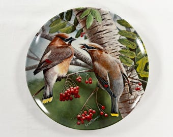 Vintage 1987 Edwin M Knowles The Cedar Waxwing Bird Plate Kevin Daniel 8.5"