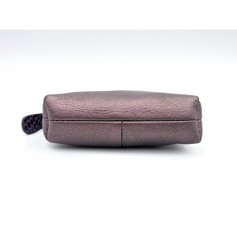 Vintage Brighton Metallic Purple Leather Pouch Wallet Snake Trim Heart Purse image 5