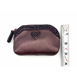 Vintage Brighton Metallic Purple Leather Pouch Wallet Snake Trim Heart Purse image 8