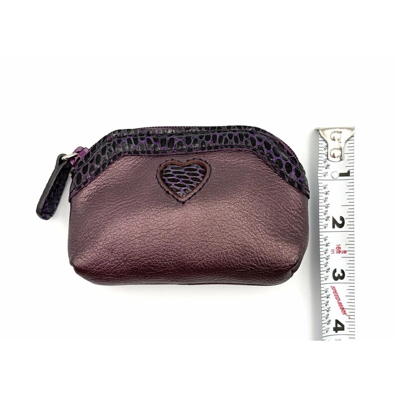 Vintage Brighton Metallic Purple Leather Pouch Wallet Snake Trim Heart Purse image 8