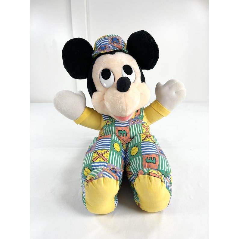 Disney Baby Mickey Mouse 14" Puffy Plush Baseball Theme Applause 34027 Soft Toy image 1