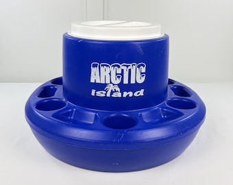 Vintage Arctic Island Floating Cooler Hard Plastic Blue Pool Lake Ice Chest