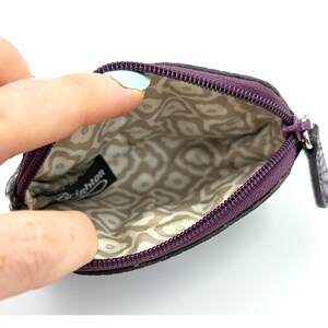 Vintage Brighton Metallic Purple Leather Pouch Wallet Snake Trim Heart Purse image 3