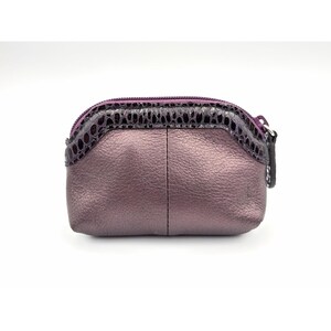 Vintage Brighton Metallic Purple Leather Pouch Wallet Snake Trim Heart Purse image 2