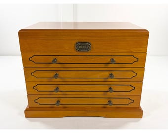 Vintage Thomas Pacconi Museum Series Wood Jewelry Box Organizer Chest Cabinet