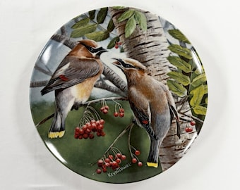 1987 Edwin M Knowles Cedar Waxwing Collector Plate Birds of Your Garden Series