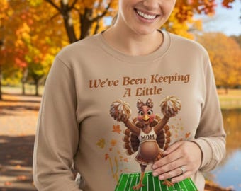 Thanksgiving Pregnancy Reveal PNG | Cheerleader Turkey Baby Announcement
