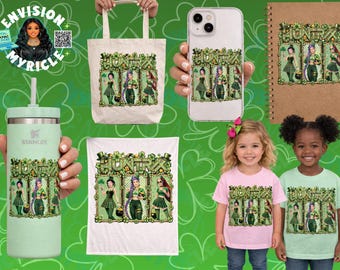 Huntrix St. Patrick’s Day PNG & DTF Print, Lucky Shamrock Girls Graphic, Leprechaun Outfit Shirt Design, St Patrick’s Day Transfer, Clover