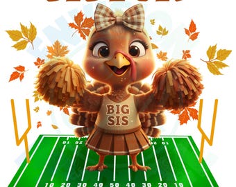 Fall Baby Announcement PNG | Thanksgiving Turkey Big Sister Reveal | Autumn Secret Sublimation Design