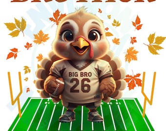 Fall Baby Announcement PNG | Thanksgiving Turkey Brother Reveal | Autumn Secret Sublimation Design