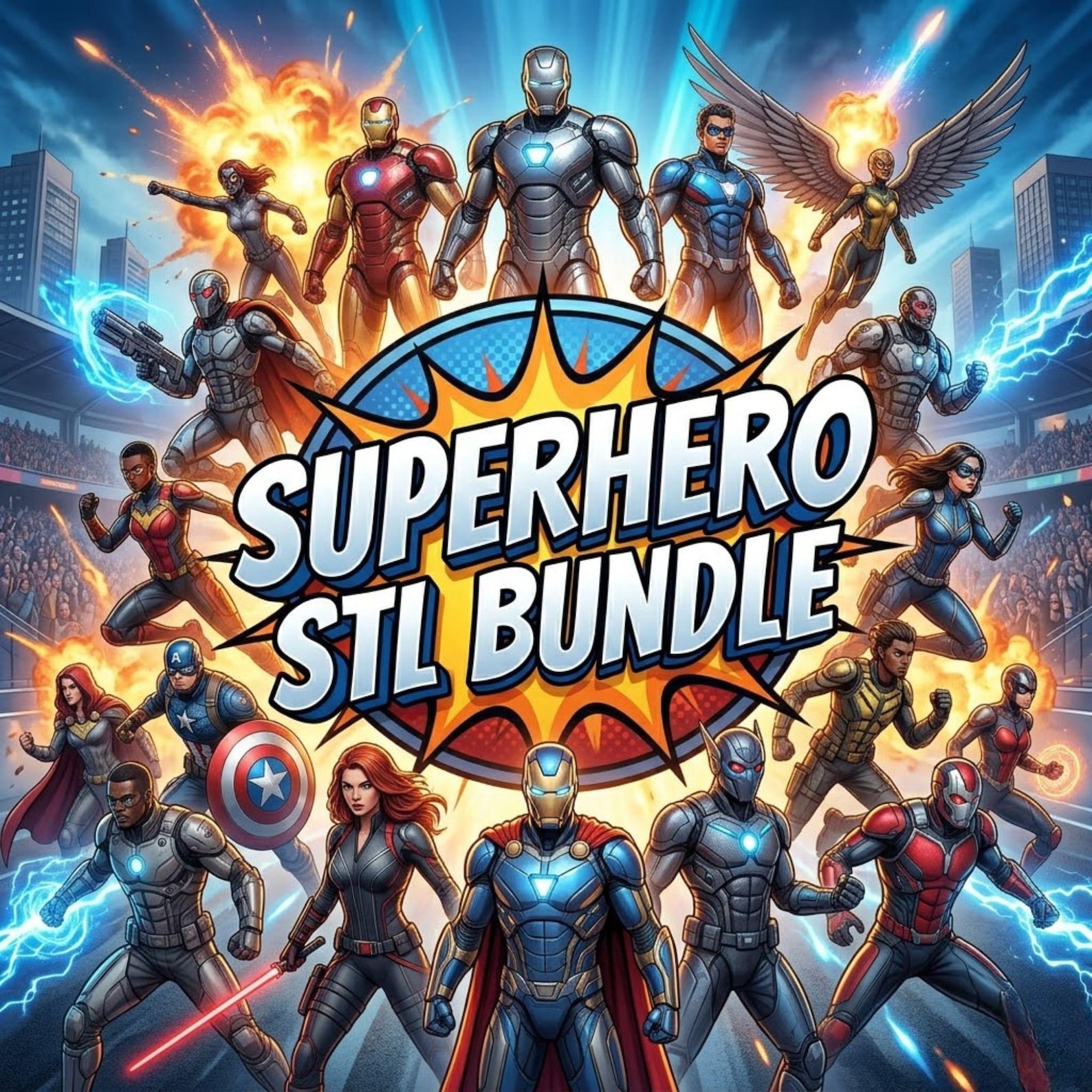MARVEL Superhero STL Bundle, 3D Printable Figures, STL Style Miniatures ...