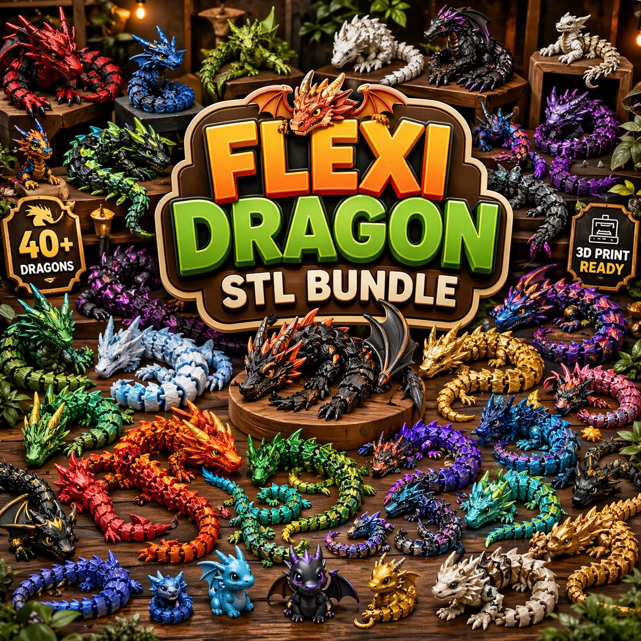 Mega Bundle Dragon STL, Flexi Dragons Collection, 3D Printable Files - Etsy