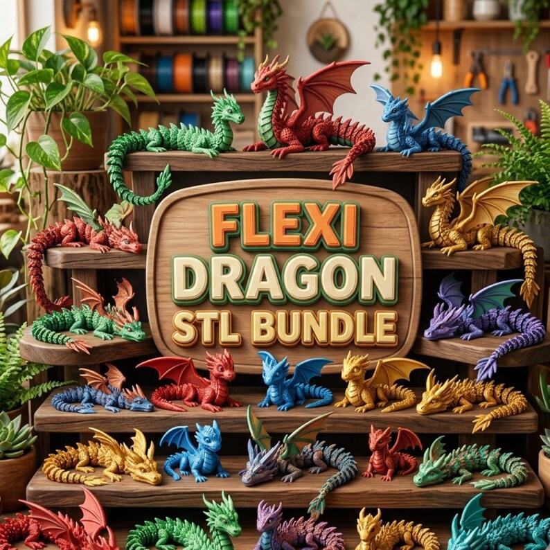 Mega Bundle Dragon STL, Flexi Dragons Collection, 3D Printable Files - Etsy
