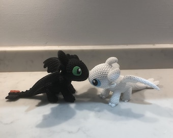Toothless & Light fury bundle, How to train your dragon, 3D printed, Knitted Design