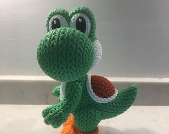 YOSHI, SUPER MARIO, 3D printed, knitted / crochet style.