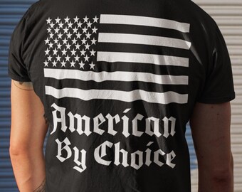 Camiseta patriótica "American By Choice" para hombre y mujer, USA Pride Apparel