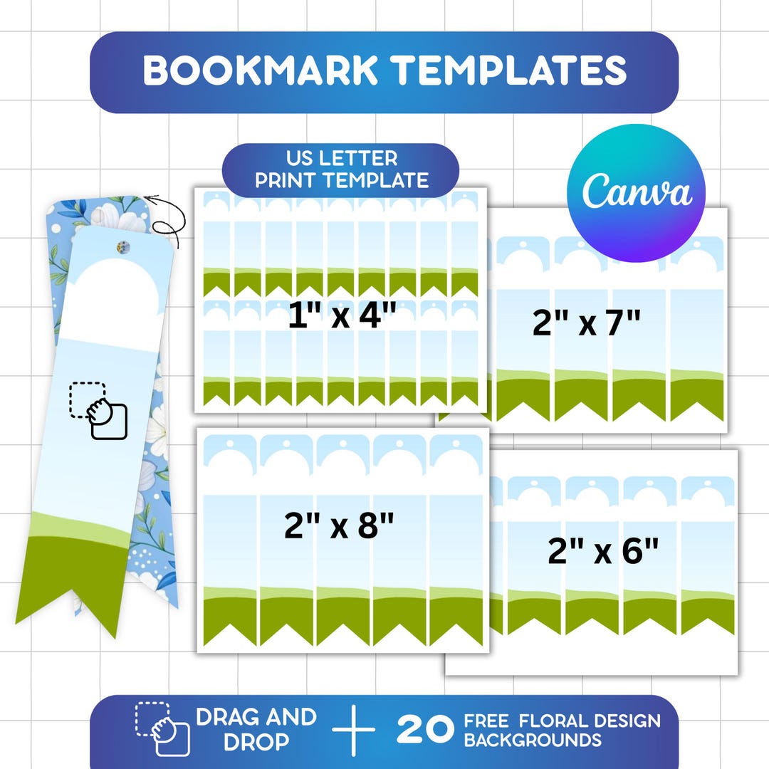 Canva Bookmark Templates, Drag and Drop, 4 Sizes (digital Download
