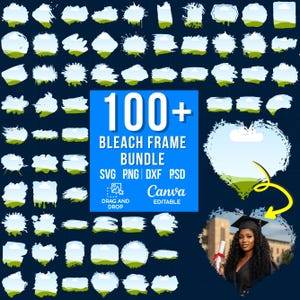 100+ Bleach Effect Distressed Edge Effect Frames, Fill Your Own Pain Splash, Distressed Sublimation Canva, Grunge Borders, Photo Drag & Drop