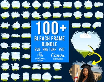 100+ Bleach Effect, Distressed Canva Templates, Brushstroke Canva Frames, Distressed Sublimation,Torn Frame,Grunge Borders,Photo Drag & Drop