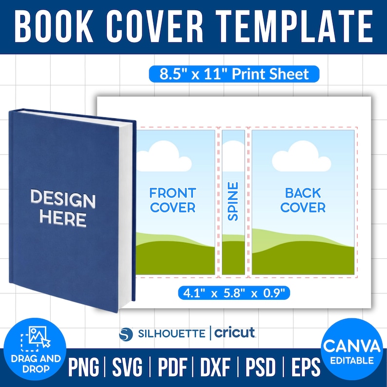 Book Cover Canva Template, Custom Paperback Book Cover Template ...
