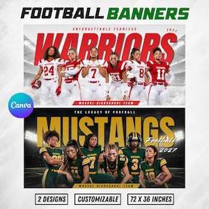 Football Banners Canva Templates, Sports Team Banners, Custom Football Poster, Senior Night Basketball, Baseball, Volleyball, Girls Backdrop