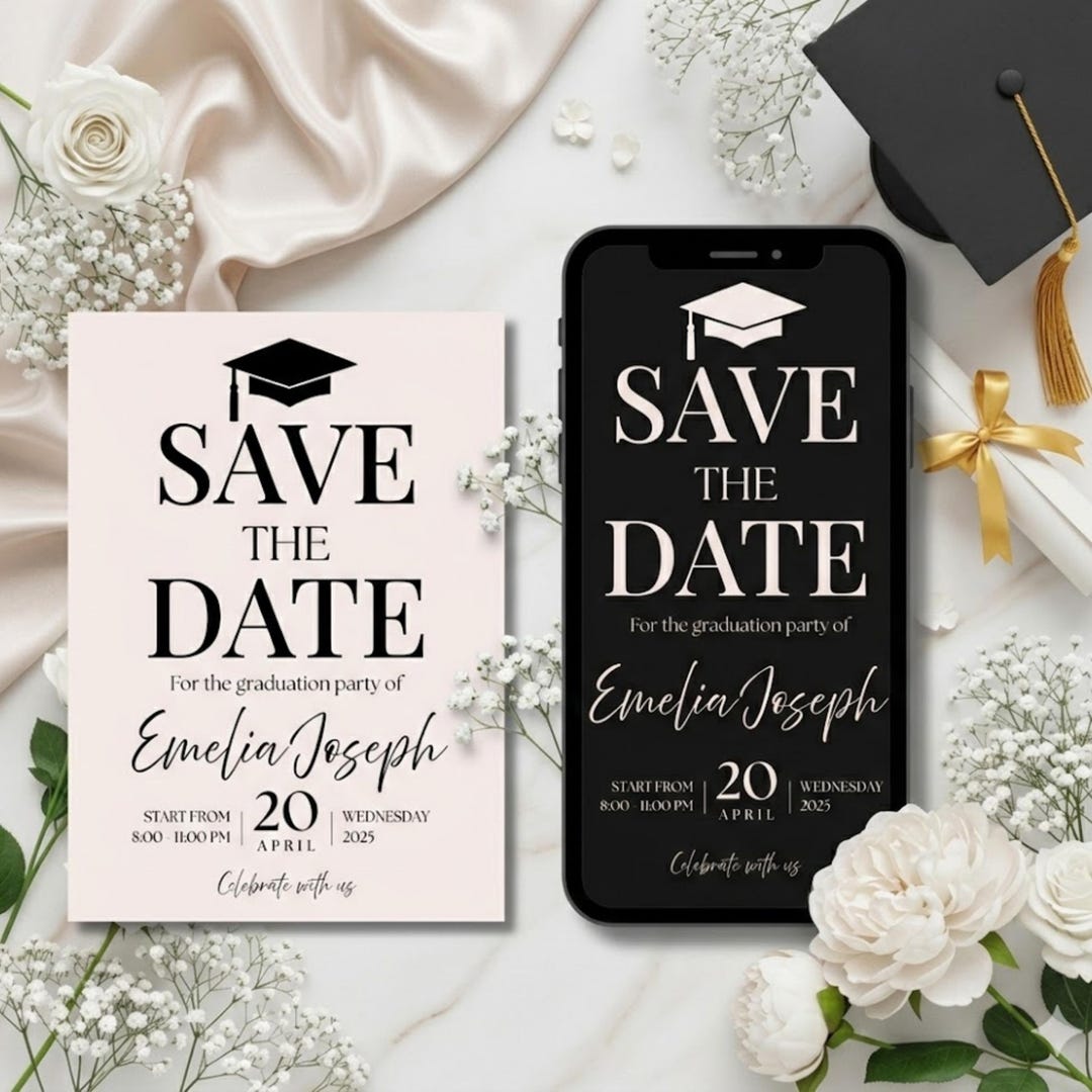 Save the Date Graduation Template, Editable Graduation Invitation ...