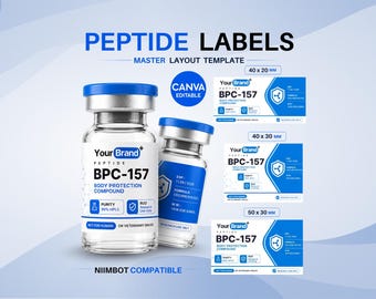 Editable Peptide Labels Templates, BPC-157, Peptide Vial Bottle Sticker, Custom Niimbot Labels, Printable Peptide Therapy Designs, Medical