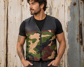 Men's Tactical Military Camouflage Front Zipper Vest with Camo Pattern - Sleeveless Vests Trendy Design