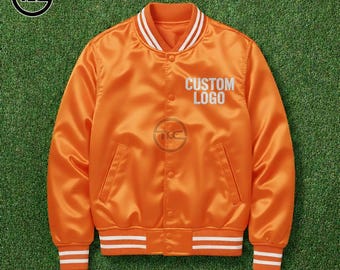 Custom Satin Varsity Jacket – Lightweight Embroidered Logo Baseball Bomber for Teams & Brands