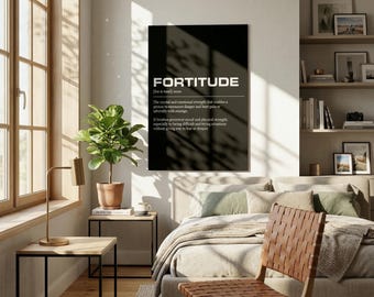 Pôster motivacional de parede, pôster com citação positiva, pôster minimalista de dicionário sobre força e coragem, pôster artístico para escritório, presente que inspira força e coragem.