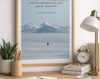 Pinguim Niilista, Arte de Parede com Citação Inspiradora de Nietzsche, Pôster sobre o Significado da Vida, Presente para Filósofos, Arte de Parede Motivacional com Pinguim