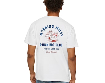 Camiseta retrô para clube de corrida, camiseta com estampa de corrida, design de clube esportivo, camiseta com estética esportiva vintage, corrida longa de domingo, presente para maratonista