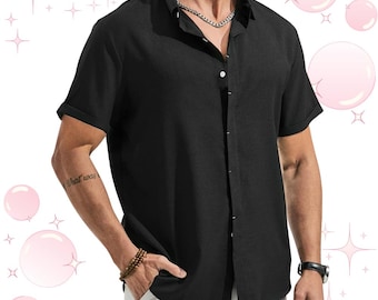 Geschenk für Vater, Leichtes, atmungsaktives Kurzarmhemd für Herren, faltenfeste Sommerfreizeitkleidung