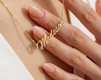 Custom Gold silver and Rose gold Name Necklace, Personalized Stainless Steel Pendant, Minimalist Jewelry