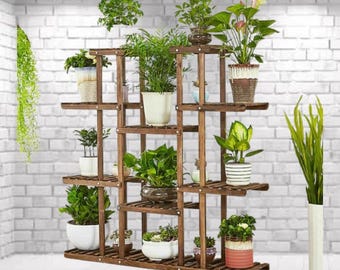 Hölzerner mehrschichtiger Pflanzenständer, Indoor Outdoor Blumentopf-Präsentation