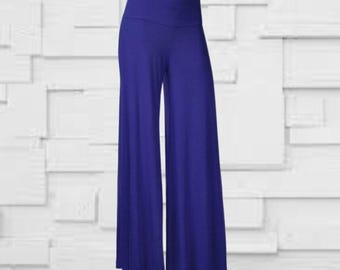 Soft Wide Leg Palazzo Pants, High Waist Korean Casual Trousers