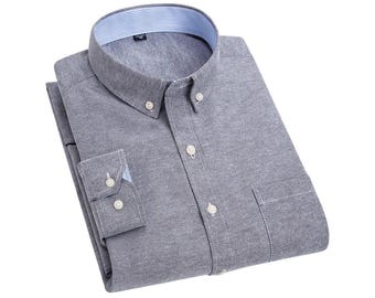 Men's Oxford Slim Fit Long Sleeve Shirt, Wrinkle-Resistant Business Casual Top