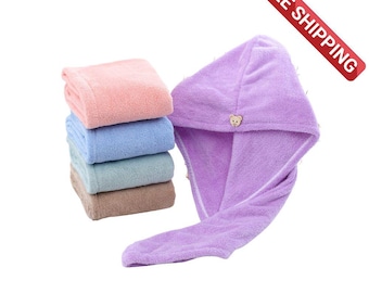 Microfiber Hair Towel Wrap, Quick Dry Coral Velvet Cap