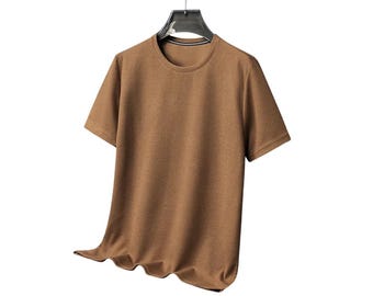 Men's Waffle Knit T-Shirt, Short Sleeve Summer Breathable Tee shirt, knit sweatshirt