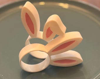 Bunny Ear Napkin Rings - Spring Easter Table Décor, Set of 6 or 12
