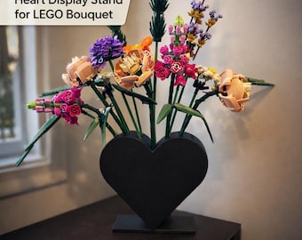 Heart-Shaped Bouquet Holder - Flower Pot for Brick Bouquets - Compatible with LEGO