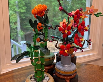 Tiered LEGO Botanical Display Stand | 4-Plant Holder for LEGO Succulents & Flowers | Modern Multi-Level Plant Display Shelf