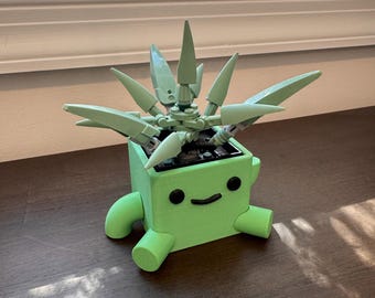 Mini Buddy Smiling Succulent Planter – Brick Inspired Display – 3D Printed Desk Decor