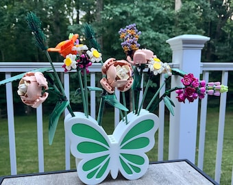 Butterfly Bouquet Holder (Dual-Color) - Flower Pot for Brick Bouquets - Compatible with LEGO