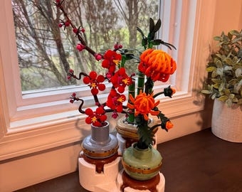 Tiered LEGO Botanical Display Stand | 3-Plant Holder for LEGO Succulents & Flowers | Modern Multi-Level Plant Display Shelf