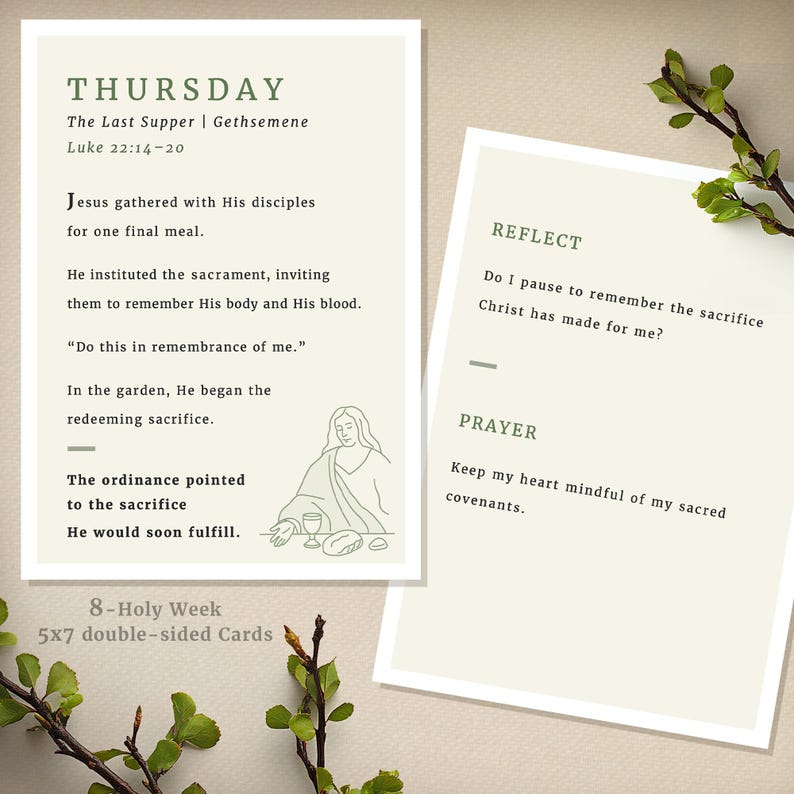 Holy Week Devotional Cards - 8 Printables - Easter Scripture Study ...