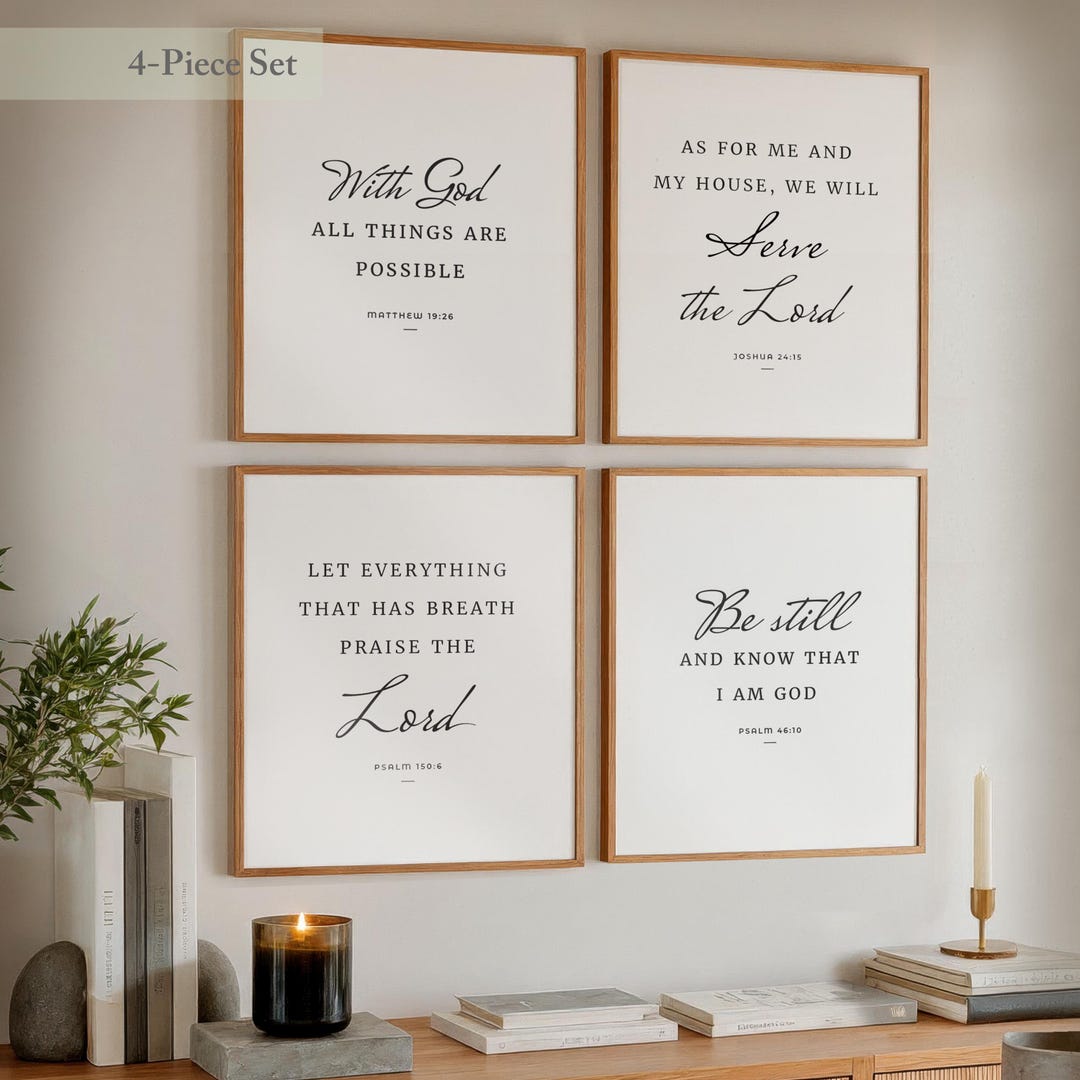 Christian Gratitude & Faith Wall Art 4 Set – Bible Verses Printable ...